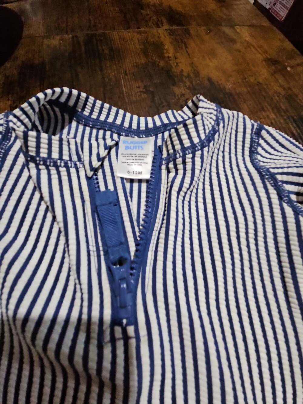 (509) RuggedButts Blue Striped Rash Guard 6-12M - Picture 4 of 7